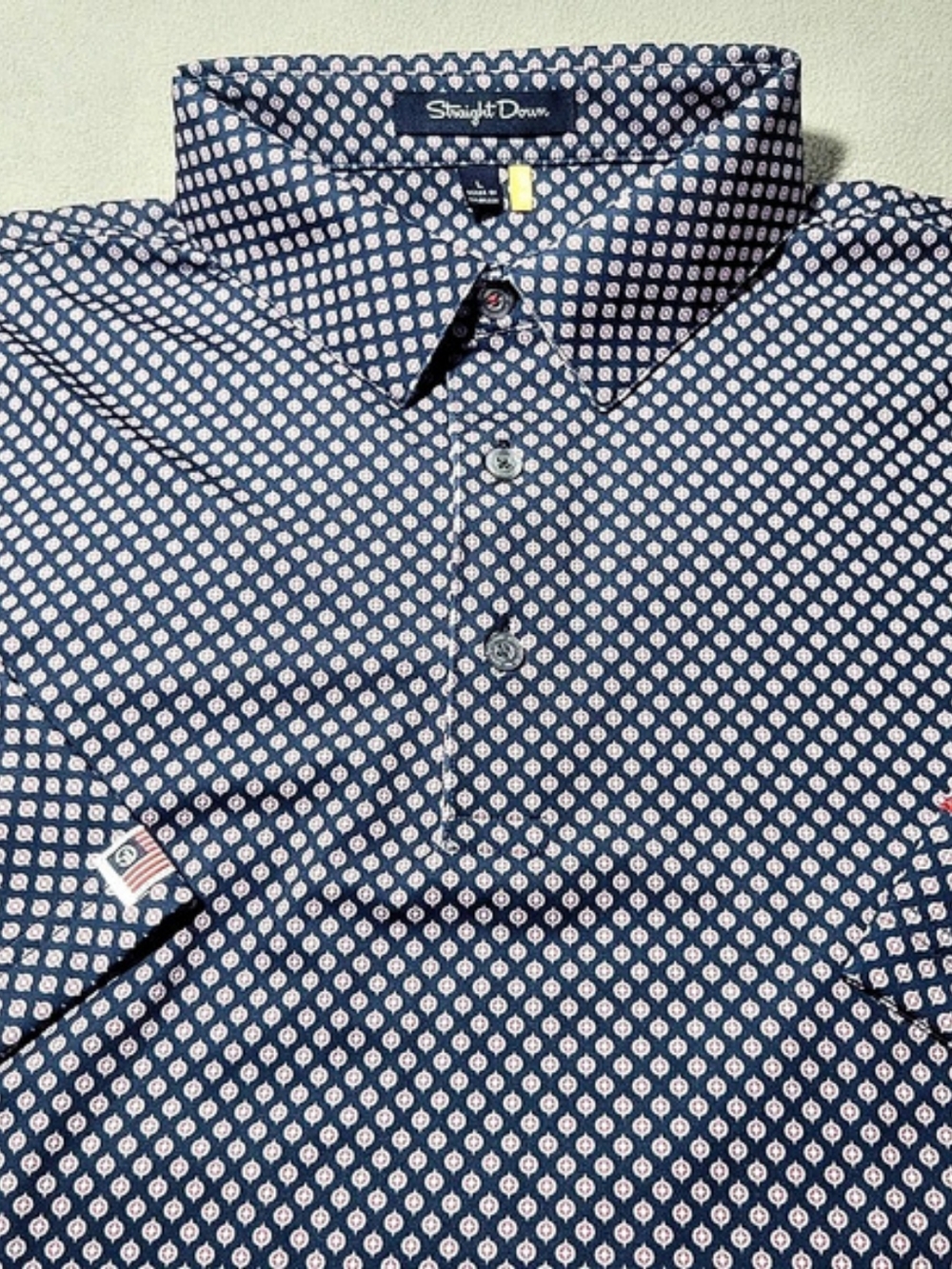 Straight Down Ironwood Polo Men's Geometric Blue & Pink Large